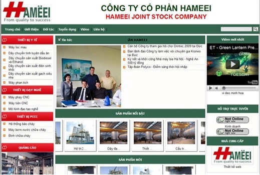 Thiết kế web giá rẻ công ty cổ phần HAMEEI