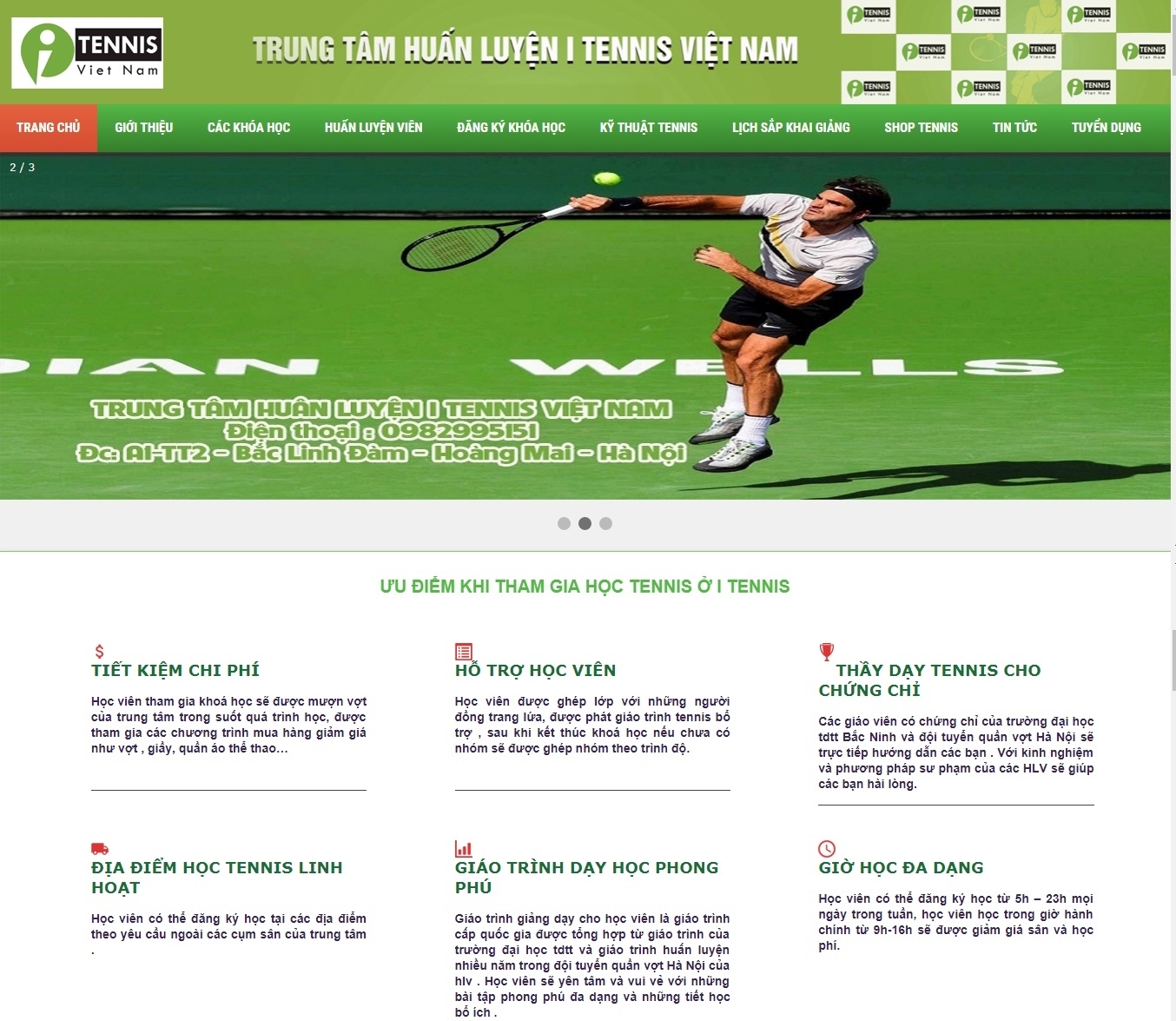 Thiết kế web giá rẻ trung tâm huấn luyện Tennis I Việt Nam