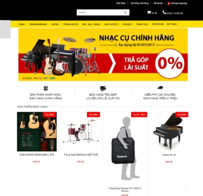 Thiết kế web giá rẻ nhạc cụ online