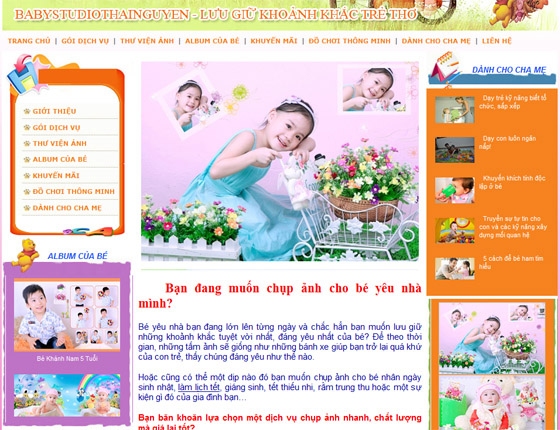 Thiết kế website BABYSTUDIOTHAINGUYEN.COM