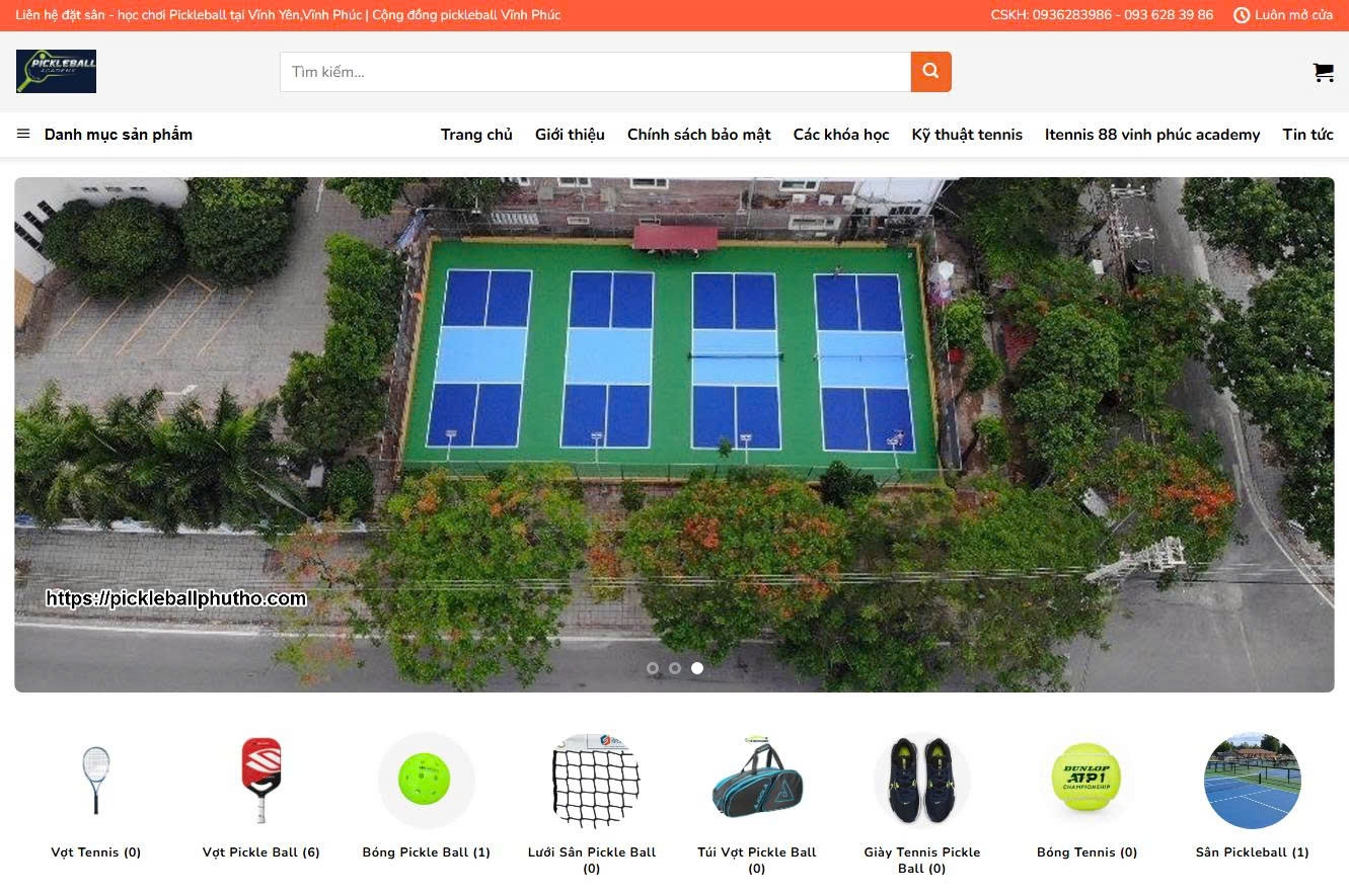 Thiết kế web giá rẻ trung tâm huấn luyện Pickleball, Tennis I Việt Nam