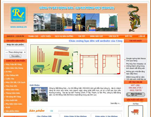 Thiết kế web giá rẻ công ty bất động sản cơ khí Rồng Việt