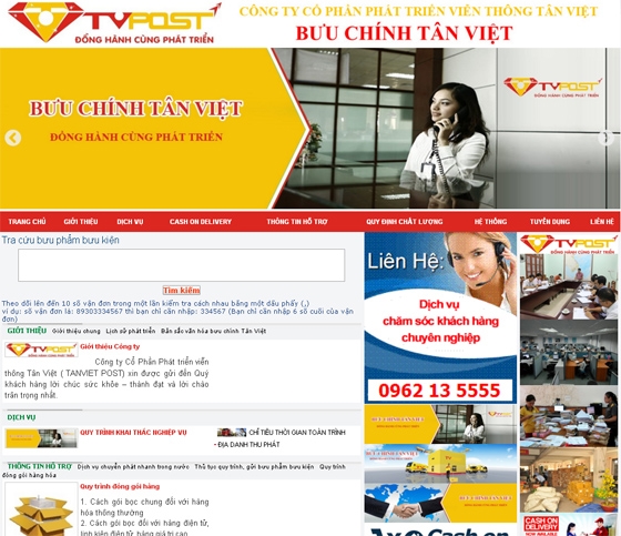Thiết kế web giá rẻ bưu chính Tân Việt