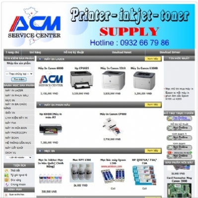 Thiết kế web giá rẻ trung tâm thiết bị máy văn phòng ACM
