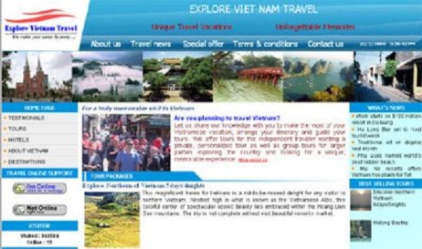 Thiết kế web giá rẻ Explore Vietnam Travel Co, Ltd