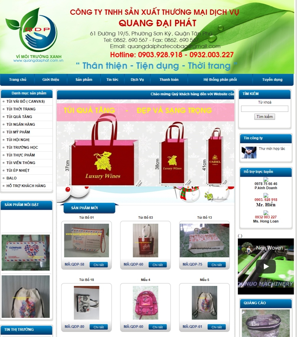 Thiết kế web giá rẻ công ty TNHH sản xuất thương mại dịch vụ Quang Đại Phát