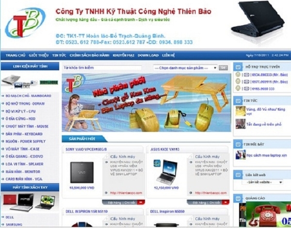 Thiết kế web giá rẻ công ty TNHH kỹ thuật công nghệ Thiên Bảo