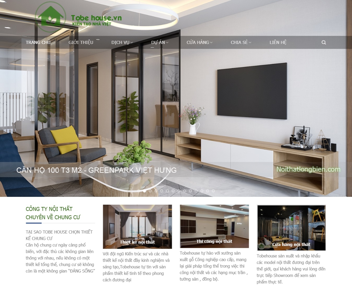 Thiết kế web giá rẻ công ty nội thất Tobe House