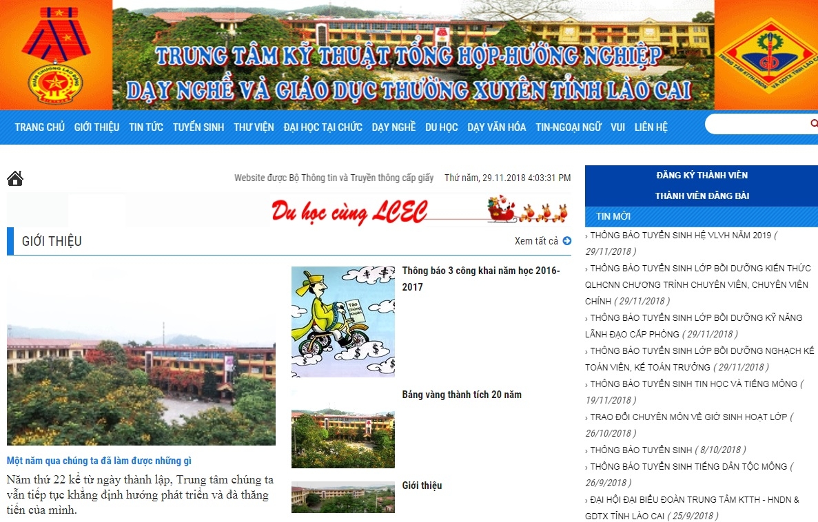 Thiết kế web giá rẻ TTGDTX Lào Cai