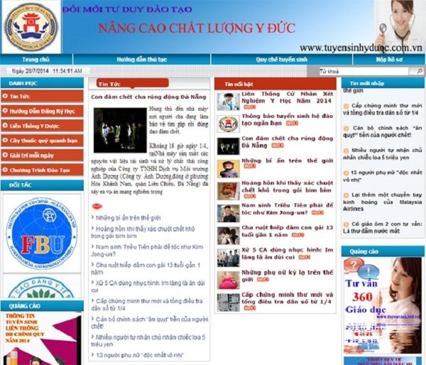 Thiết kế web giá rẻ phòng tuyển sinh trường trung cấp y tế Hà Nội