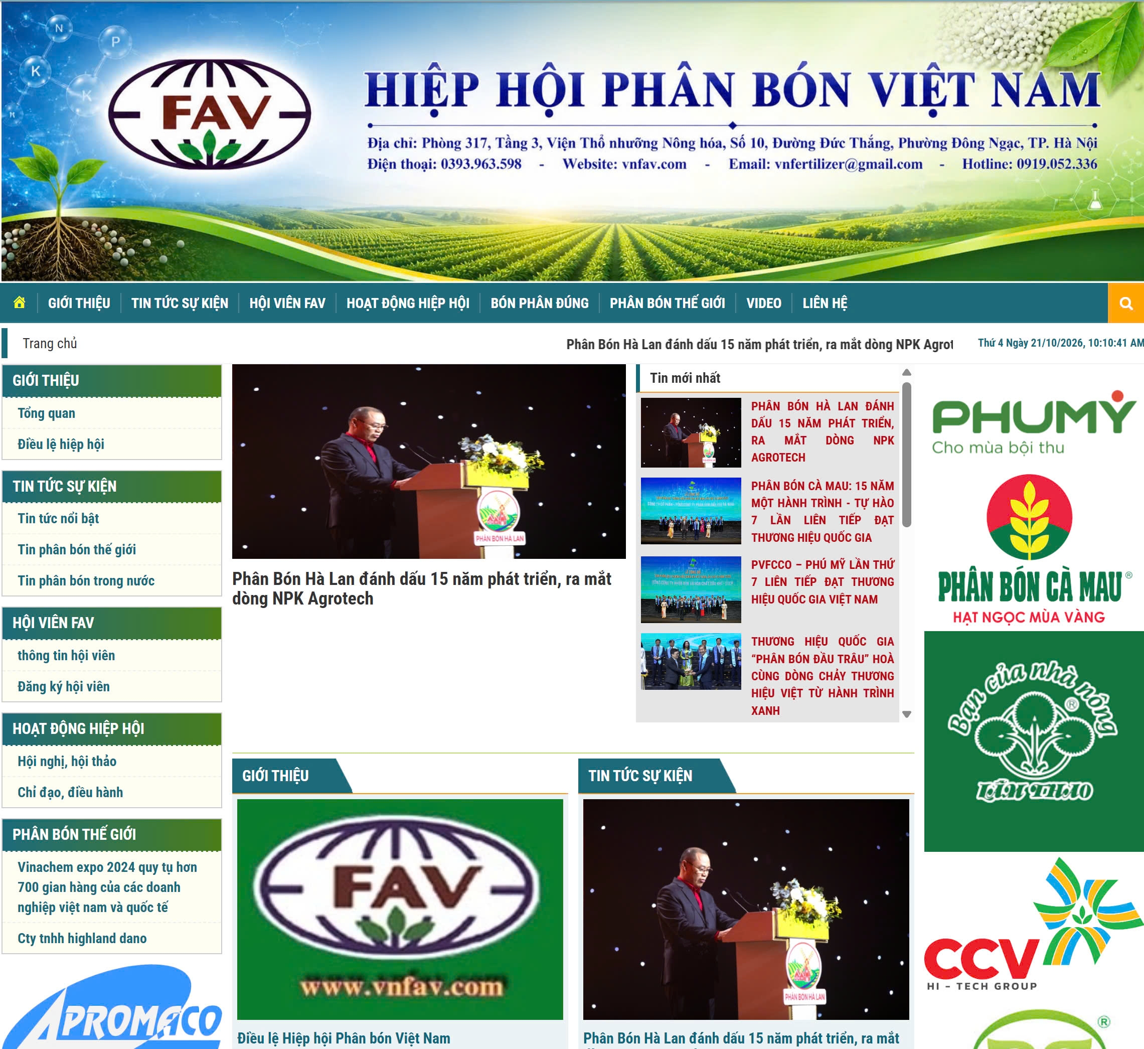Thiết kế web giá rẻ hiệp hội phân bón Việt Nam