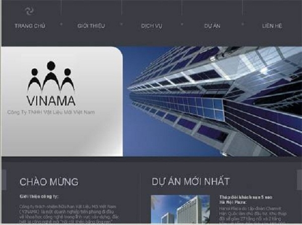 Thiết kế web giá rẻ công ty TNHH vật liệu mới Vinama