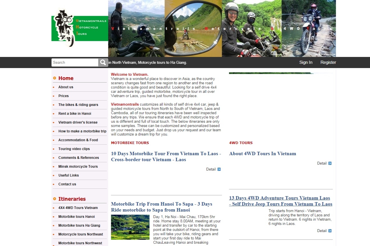 Thiết kế web giá rẻ công ty TNHH Việt Nam On Trails